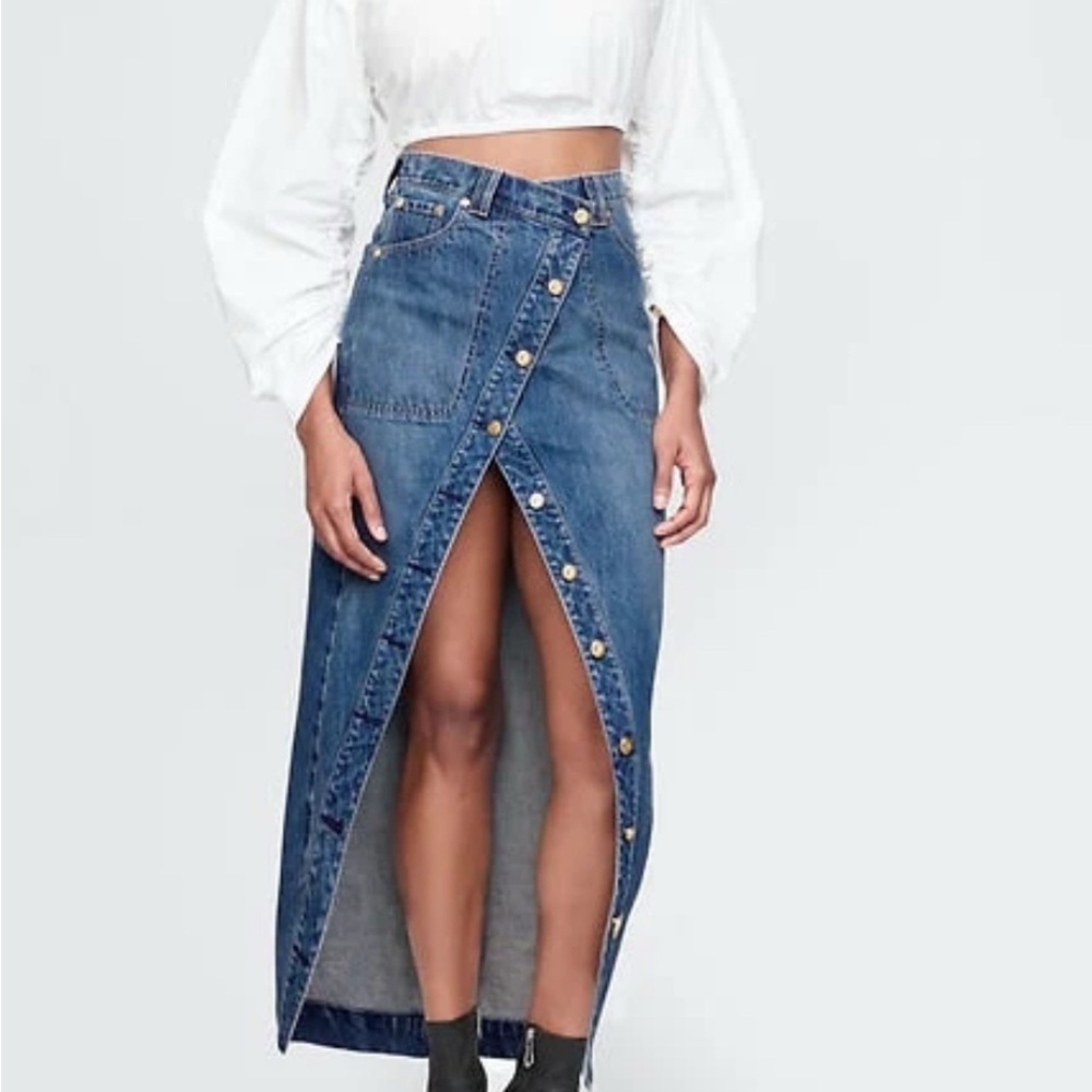 Cult Gaia x Gap Asymmetrical Denim Button-Front Maxi Skirt